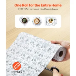 VEVOR Drawer and Shelf Liner for Kitchen Cabinet, Non-Adhesive Non-Slip Thick Refrigerator Liners, Waterproof Shelf Paper, Cupboard Bathroom Drawer Mats, PVC Fridge Lining for Shelves, Floral, 23 FT