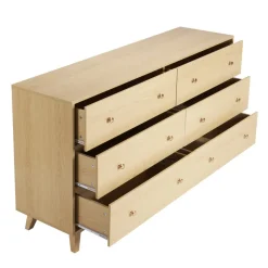 VEVOR 6 Drawer Dresser, Wooden Chest of Drawers with Sliding with Anti-tip Device, Modern Minimalist Dresser Chest, Closet Storage Organizer for Living Room, Hallway, Bedroom, Entryway, Light Wood
