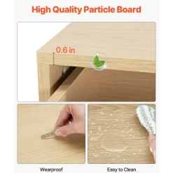 VEVOR 6 Drawer Dresser, Wooden Chest of Drawers with Sliding with Anti-tip Device, Modern Minimalist Dresser Chest, Closet Storage Organizer for Living Room, Hallway, Bedroom, Entryway, Light Wood