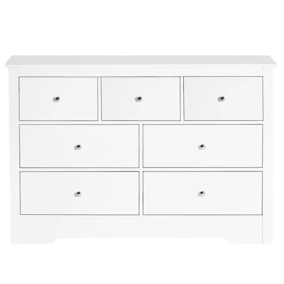 VEVOR 7 Drawer Dresser, Wooden Chest of Drawers with Sliding with Anti-tip Device, Modern Minimalist Dresser Chest, Closet Storage Organizer for Living Room, Hallway, Bedroom, Entryway, Light Wood