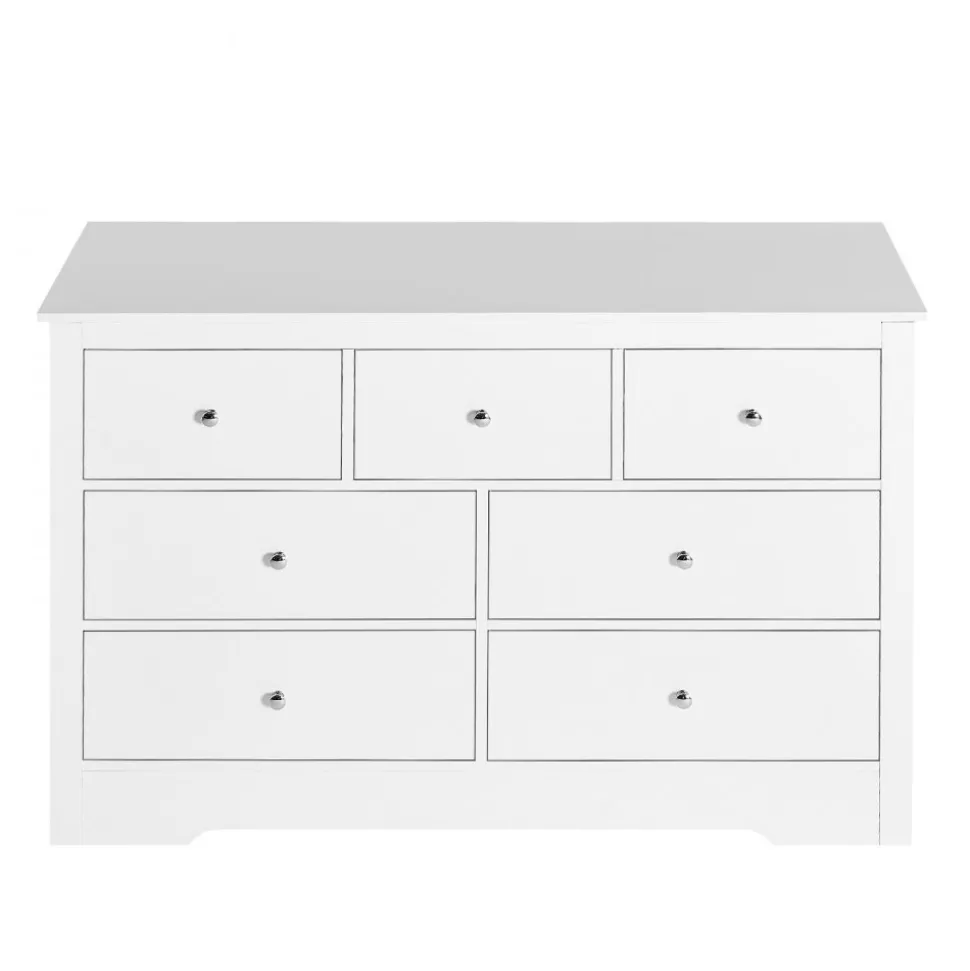 VEVOR 7 Drawer Dresser, Wooden Chest of Drawers with Sliding with Anti-tip Device, Modern Minimalist Dresser Chest, Closet Storage Organizer for Living Room, Hallway, Bedroom, Entryway, Light Wood