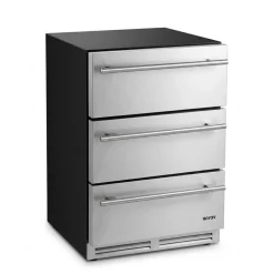 VEVOR 3-Drawer Refrigerator, 24 in Undercounter Beverage Cooler, Large Capacity Drink Fridge, 3 Separate Storage Zones, 304 Stainless Steel Drawers, Fast Cooling, for Kitchen, Game Room & Home Bar