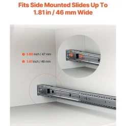 VEVOR Drawer Slides Brackets, 10 Pairs Drawer Rails for 100 LBS Side Mount Ball Bearing Rail, Heavy Duty Cabinet Drawer Bracket for Dresser Drawer Track Runners, Kitchen Replacement Part for DIY