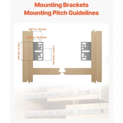 VEVOR Drawer Slides Brackets, 10 Pairs Drawer Rails for 100 LBS Side Mount Ball Bearing Rail, Heavy Duty Cabinet Drawer Bracket for Dresser Drawer Track Runners, Kitchen Replacement Part for DIY