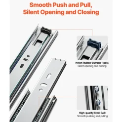 VEVOR Drawer Slides, 20 inch, 10 Pairs Full Extension Ball Bearing Cabinet Rails, 100 LB Load Capacity Heavy Duty Side Mount Dresser Drawer Slides, Drawer Track Runners for Kitchen DIY Replacement