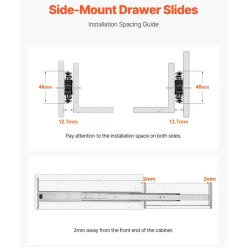 VEVOR Drawer Slides, 20 inch, 10 Pairs Full Extension Ball Bearing Cabinet Rails, 100 LB Load Capacity Heavy Duty Side Mount Dresser Drawer Slides, Drawer Track Runners for Kitchen DIY Replacement