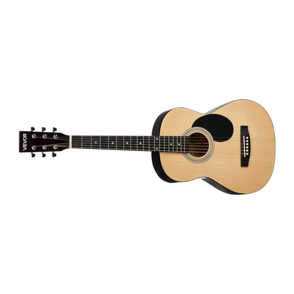 VEVOR Dreadnought Acoustic Guitar, 36 in, 6-String Natural Solid Top Guitar, Portable Bundle with Gig Bag, Tuner, Strap, Steel Strings, Picks, Capo, Rosewood Fingerboard, for Beginner Teen Small Hands
