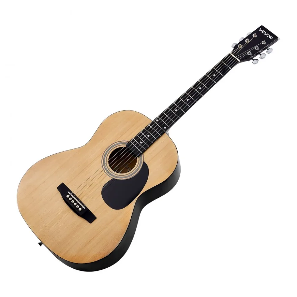 VEVOR Dreadnought Acoustic Guitar, 36 in, 6-String Natural Solid Top Guitar, Portable Bundle with Gig Bag, Tuner, Strap, Steel Strings, Picks, Capo, Rosewood Fingerboard, for Beginner Teen Small Hands