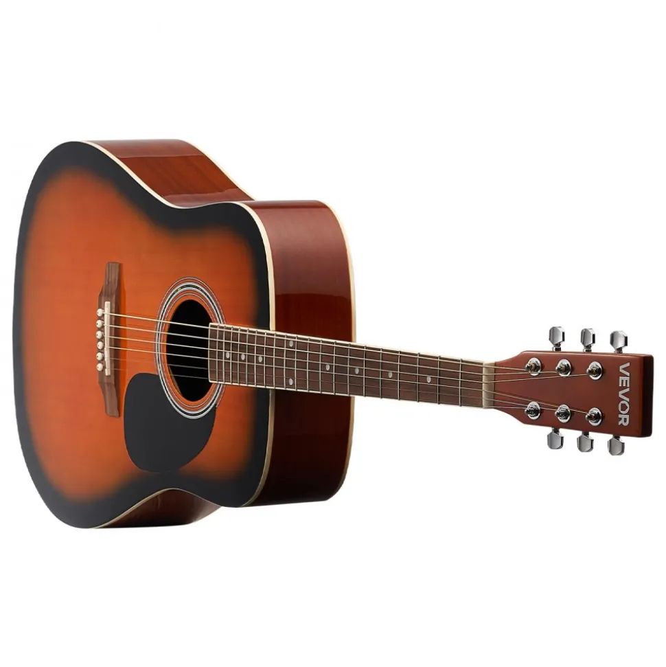 VEVOR Dreadnought Acoustic Guitar, 39 in, 6-String Natural Solid Spruce Top Guitar, Portable Bundle with Gig Bag, Tuner, Strap, Steel Strings, Picks, Capo, Rosewood Fingerboard, for Beginner Adults