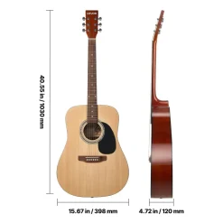 VEVOR Dreadnought Acoustic Guitar, 41 in, 6-String Natural Solid Spruce Top Guitar, Beginner Bundle with Gig Bag, Tuner, Strap, Strings, Picks, Capo, Rosewood Fingerboard, for Adults Taller Players