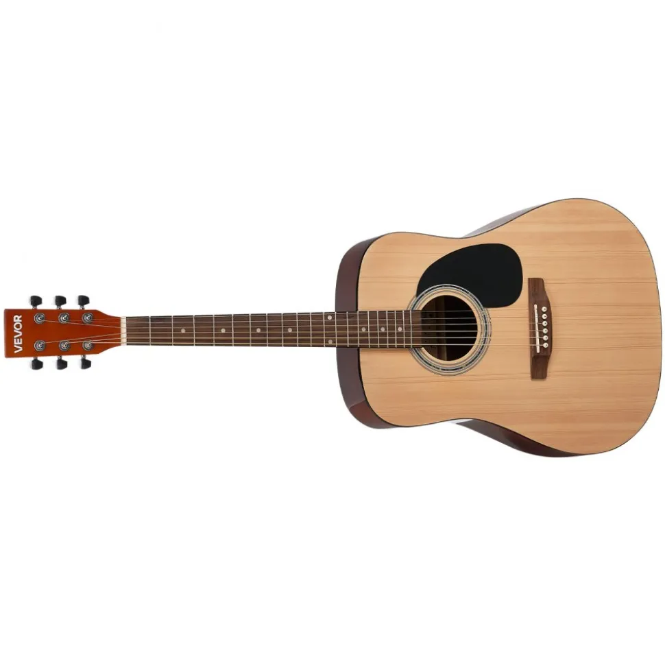 VEVOR Dreadnought Acoustic Guitar, 41 in, 6-String Natural Solid Spruce Top Guitar, Beginner Bundle with Gig Bag, Tuner, Strap, Strings, Picks, Capo, Rosewood Fingerboard, for Adults Taller Players