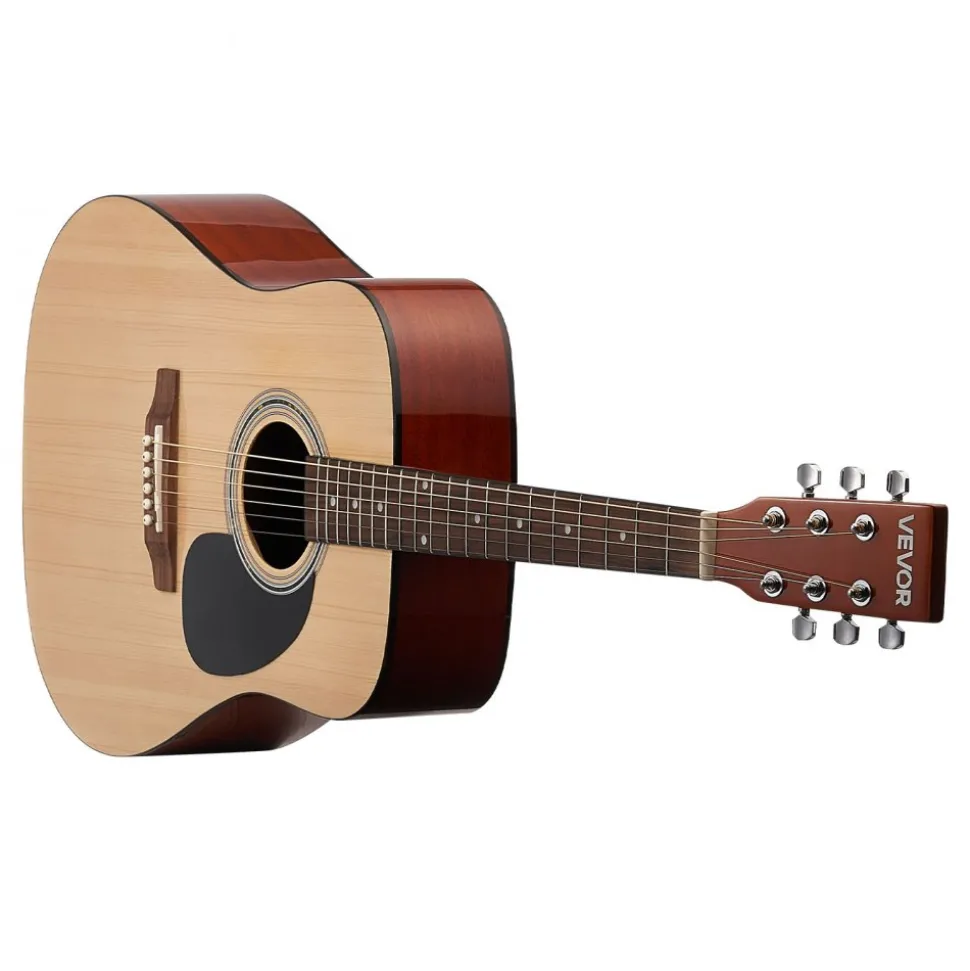 VEVOR Dreadnought Acoustic Guitar, 41 in, 6-String Natural Solid Spruce Top Guitar, Beginner Bundle with Gig Bag, Tuner, Strap, Strings, Picks, Capo, Rosewood Fingerboard, for Adults Taller Players