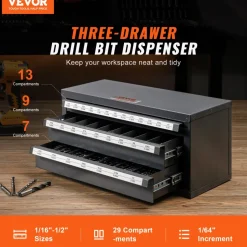 VEVOR Drill Bit Dispenser Cabinet, Five-Drawer Drill Bit Organizer Cabinet for 33/64