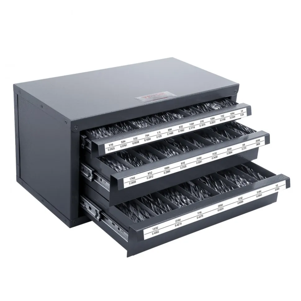 VEVOR Drill Bit Dispenser Cabinet, Five-Drawer Drill Bit Organizer Cabinet for 33/64" to 63/64" Steel Drill Dispenser Organizer Cabinet with Labels, Stackable Drill Dispenser for Drill Bit Storage