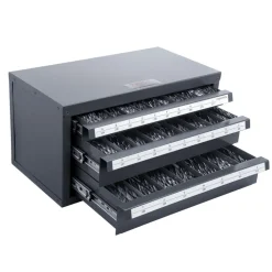 VEVOR Drill Bit Dispenser Cabinet, Three-Drawer Drill Bit Organizer Cabinet for A to Z, Steel Drill Dispenser Organizer Cabinet with Labels, Stackable Drill Dispenser for Drill Bit Storage
