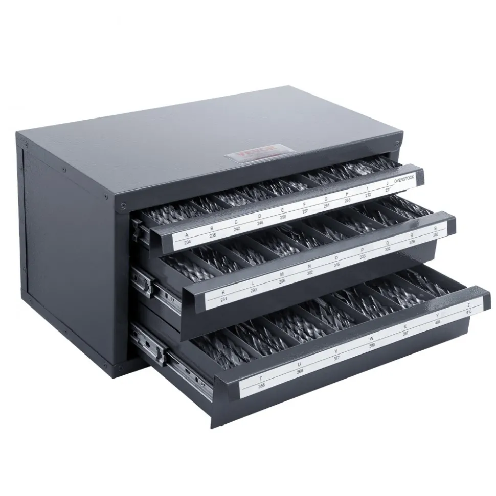 VEVOR Drill Bit Dispenser Cabinet, Three-Drawer Drill Bit Organizer Cabinet for A to Z, Steel Drill Dispenser Organizer Cabinet with Labels, Stackable Drill Dispenser for Drill Bit Storage