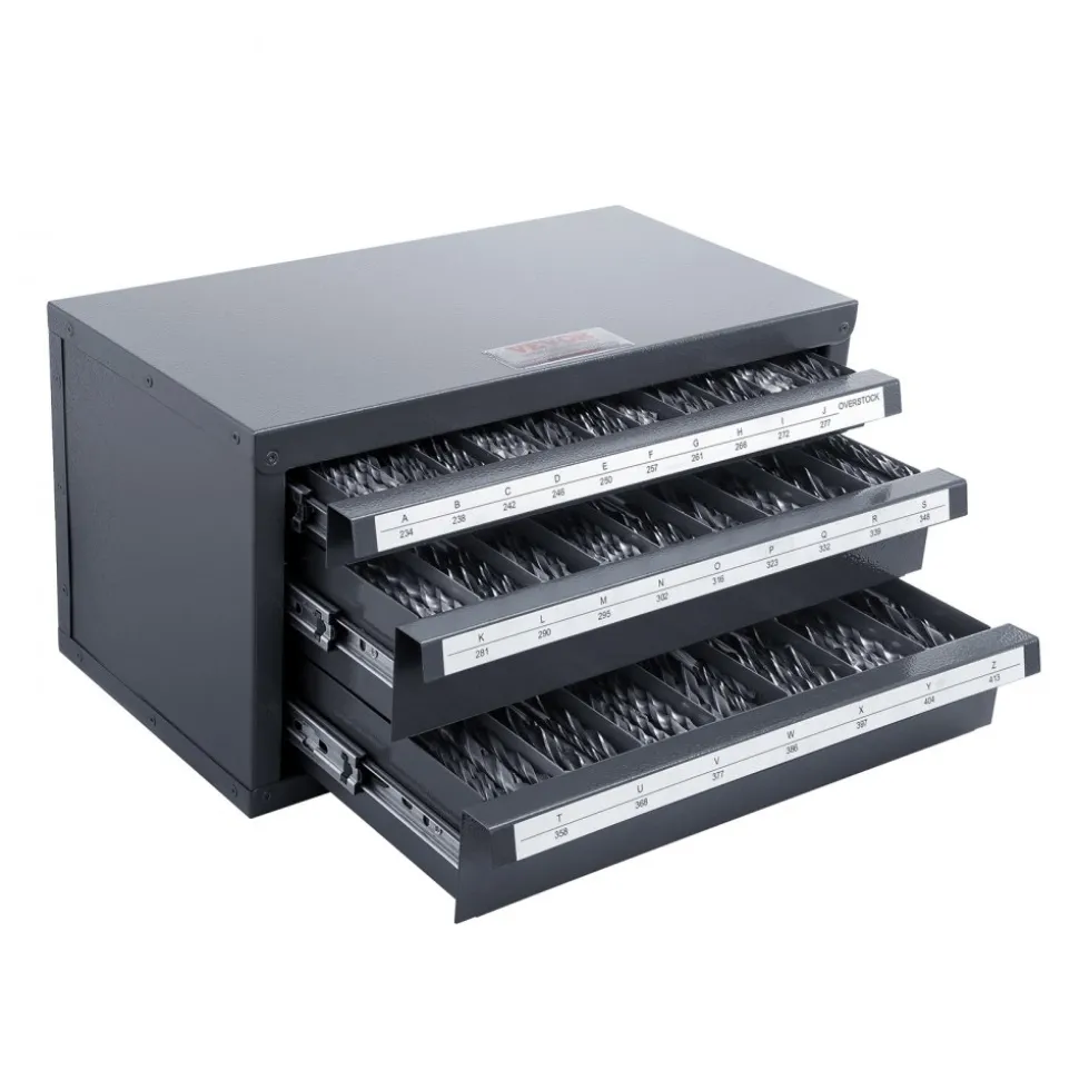 VEVOR Drill Bit Dispenser Cabinet, Three-Drawer Drill Bit Organizer Cabinet for A to Z, Steel Drill Dispenser Organizer Cabinet with Labels, Stackable Drill Dispenser for Drill Bit Storage