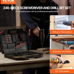 VEVOR Drill Bit Set, 246 Pieces Drill and Driver Bit Set, Screwdriver Bit Set Suitable for Wood Metal Cement Drilling and Screw Driving, Drill Bit Sets Combo Kit Assorted in Organized Carrying Case