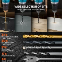 VEVOR Drill Bit Set, 246 Pieces Drill and Driver Bit Set, Screwdriver Bit Set Suitable for Wood Metal Cement Drilling and Screw Driving, Drill Bit Sets Combo Kit Assorted in Organized Carrying Case