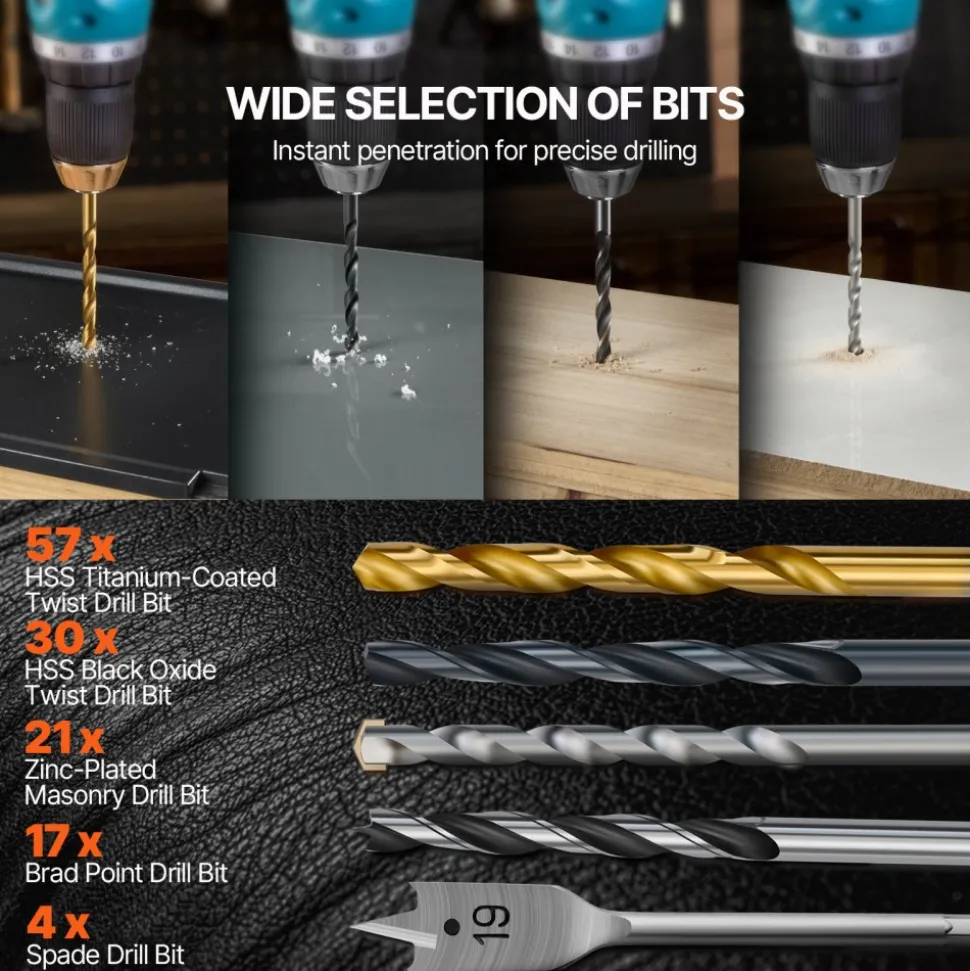 VEVOR Drill Bit Set, 246 Pieces Drill and Driver Bit Set, Screwdriver Bit Set Suitable for Wood Metal Cement Drilling and Screw Driving, Drill Bit Sets Combo Kit Assorted in Organized Carrying Case