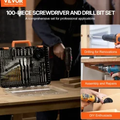 VEVOR Drill Bit Set, 100 Pieces Drill and Driver Bit Set, Screwdriver Bit Set Suitable for Wood Metal Cement Drilling and Screw Driving, Drill Bit Sets Combo Kit Assorted in Organized Carrying Case