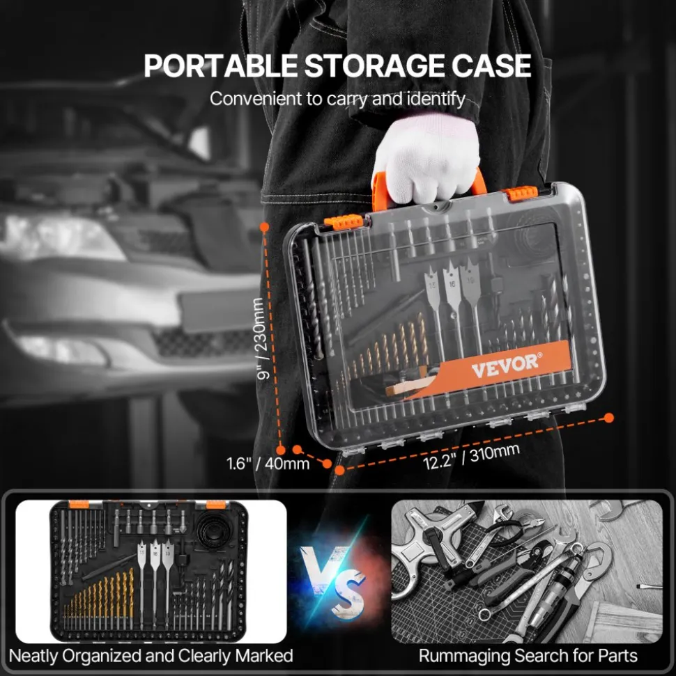 VEVOR Drill Bit Set, 100 Pieces Drill and Driver Bit Set, Screwdriver Bit Set Suitable for Wood Metal Cement Drilling and Screw Driving, Drill Bit Sets Combo Kit Assorted in Organized Carrying Case