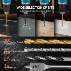 VEVOR Drill Bit Set, 101 Pieces Drill and Driver Bit Set, Screwdriver Bit Set Suitable for Wood Metal Cement Drilling and Screw Driving, Drill Bit Sets Combo Kit Assorted in Organized Carrying Case