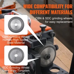 VEVOR Drill Bits Sharpener, 3-20mm End Mill Grinder Sharpener, Lip Relief Angle & 95°-135° Point Angle Adjustable Drill Bit Re-Sharpener, Portable Sharpening Machine with 18 Collets, CBN & SDC Wheel