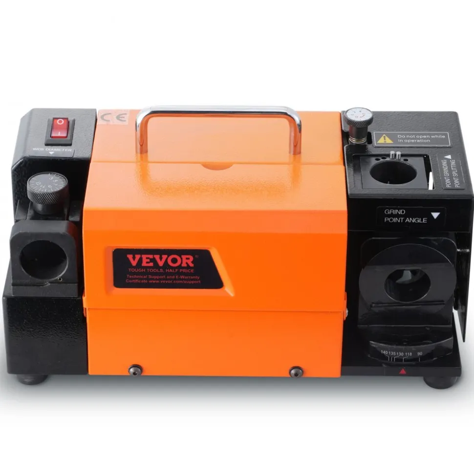 VEVOR Drill Bits Sharpener, 3-13mm Drill Bits Grinder Sharpener, Lip Relief Angle & 95°-135° Point Angle Adjustable Drill Bit Re-Sharpener, Portable Sharpening Machine with 11 Collets, CBN & SDC Wheel