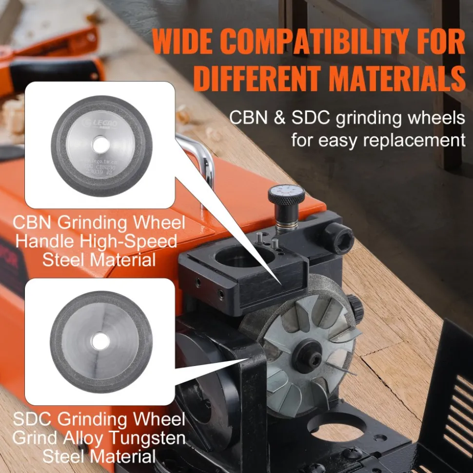 VEVOR Drill Bits Sharpener, 3-13mm Drill Bits Grinder Sharpener, Lip Relief Angle & 95°-135° Point Angle Adjustable Drill Bit Re-Sharpener, Portable Sharpening Machine with 11 Collets, CBN & SDC Wheel