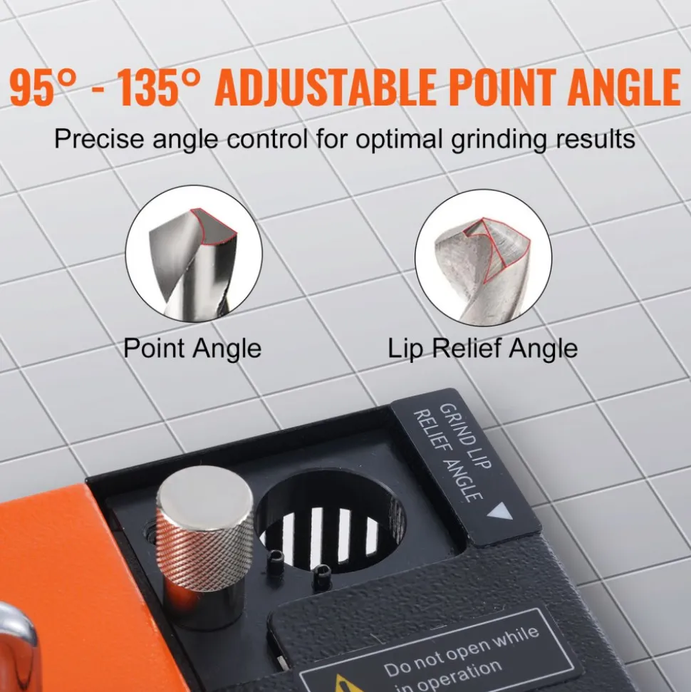 VEVOR Drill Bits Sharpener, MR-13A End Mill Grinder Sharpener 3-13mm, 95° to 135° Point Angle Adjustable Drill Bit Re-Sharpener, Portable Bits Sharpening Machine with 11 Collets, CBN Wheel for HSS