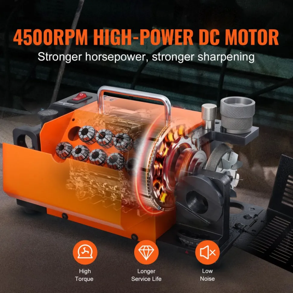 VEVOR Drill Bits Sharpener, MR-13A End Mill Grinder Sharpener 3-13mm, 95° to 135° Point Angle Adjustable Drill Bit Re-Sharpener, Portable Bits Sharpening Machine with 11 Collets, CBN Wheel for HSS