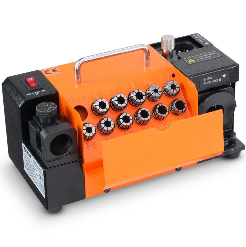 VEVOR Drill Bits Sharpener, MR-13A End Mill Grinder Sharpener 3-13mm, 95° to 135° Point Angle Adjustable Drill Bit Re-Sharpener, Portable Bits Sharpening Machine with 11 Collets, CBN Wheel for HSS