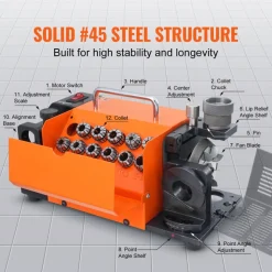 VEVOR Drill Bits Sharpener, MR-13A End Mill Grinder Sharpener 3-13mm, 95° to 135° Point Angle Adjustable Drill Bit Re-Sharpener, Portable Bits Sharpening Machine with 11 Collets, CBN Wheel for HSS