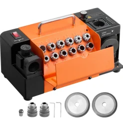 VEVOR Drill Bits Sharpener MR-13B+, 3-15mm Drill Bit Grinder Sharpener with Adjustable Lip Relief Angle & 95°-135° Point Angle, 5800RPM High Speed Re-Sharpener with 13 Collets, CBN & SDC Wheels