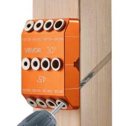 VEVOR Drill Guide, 30/ 45/ 90 Degree Angle 4 Sizes Portable Precision Drilling Guide Jig, for Drilling Angled or Horizontal Holes, Aluminum Alloy, for Deck Cable Railing Wood Post Stair Handrail
