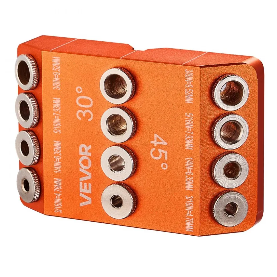VEVOR Drill Guide, 30/ 45/ 90 Degree Angle 4 Sizes Portable Precision Drilling Guide Jig, for Drilling Angled or Horizontal Holes, Aluminum Alloy, for Deck Cable Railing Wood Post Stair Handrail