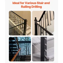 VEVOR Drill Guide, 30/ 45/ 90 Degree Angle 4 Sizes Portable Precision Drilling Guide Jig, for Drilling Angled or Horizontal Holes, Aluminum Alloy, for Deck Cable Railing Wood Post Stair Handrail