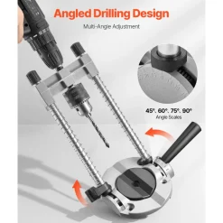 VEVOR Drill Guide, Multi-Angle Press Portable Precision Drilling Guide Jig Attachment, with Large Handle and Mounting Holes, Aluminum Alloy, for Drilling Angled or Straight Holes, for Wood Working