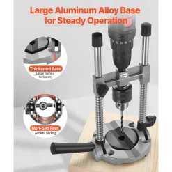 VEVOR Drill Guide, Multi-Angle Press Portable Precision Drilling Guide Jig Attachment, with Large Handle and Mounting Holes, Aluminum Alloy, for Drilling Angled or Straight Holes, for Wood Working