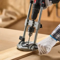 VEVOR Drill Guide, Multi-Angle Press Portable Precision Drilling Guide Jig Attachment, with Large Handle and Mounting Holes, Aluminum Alloy, for Drilling Angled or Straight Holes, for Wood Working