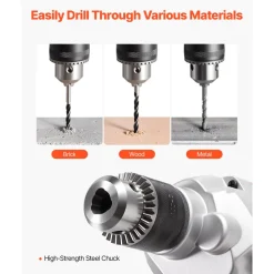 VEVOR Drill Mixer, 1/2 inch Corded Electric Drill Mixer Set, 0-850RPM 5.4A Mixing Drills, Mixing Drills Machine with D-Handle for Drilling & Blending, Handheld Cement Mixers for Fodder, Paint, Cement