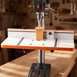 VEVOR Drill Press Table, 24 in x 12 in, Worktable with an Adjustable Fence and Stop Block, Highly Compatible T-Slots, MDF Tabletop, Built-In Scale, Support Multiple Clamps and Vises, for Drill Presses