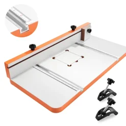 VEVOR Drill Press Table, 24 in x 12 in, Worktable with an Adjustable Fence and Stop Block, Highly Compatible T-Slots, MDF Tabletop, Built-In Scale, Support Multiple Clamps and Vises, for Drill Presses
