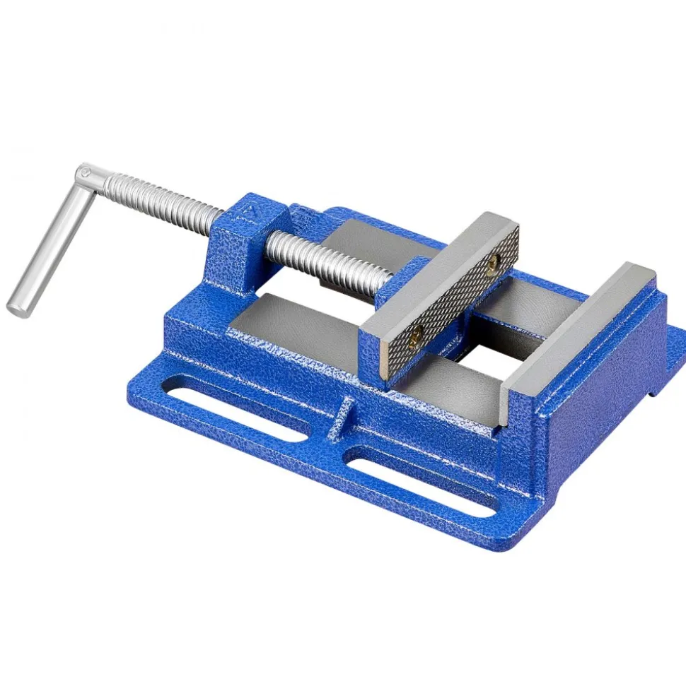 VEVOR Drill Press Vise, 4 Inch Jaw Width, Portable Bench Vise, Slotted Base for Easy Installation, Durable Cast Iron Construction, Workbench Vice, for Woodworking, Metalworking, Drilling, and Cutting