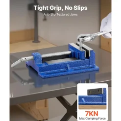 VEVOR Drill Press Vise, 4 Inch Jaw Width, Portable Bench Vise, Slotted Base for Easy Installation, Durable Cast Iron Construction, Workbench Vice, for Woodworking, Metalworking, Drilling, and Cutting