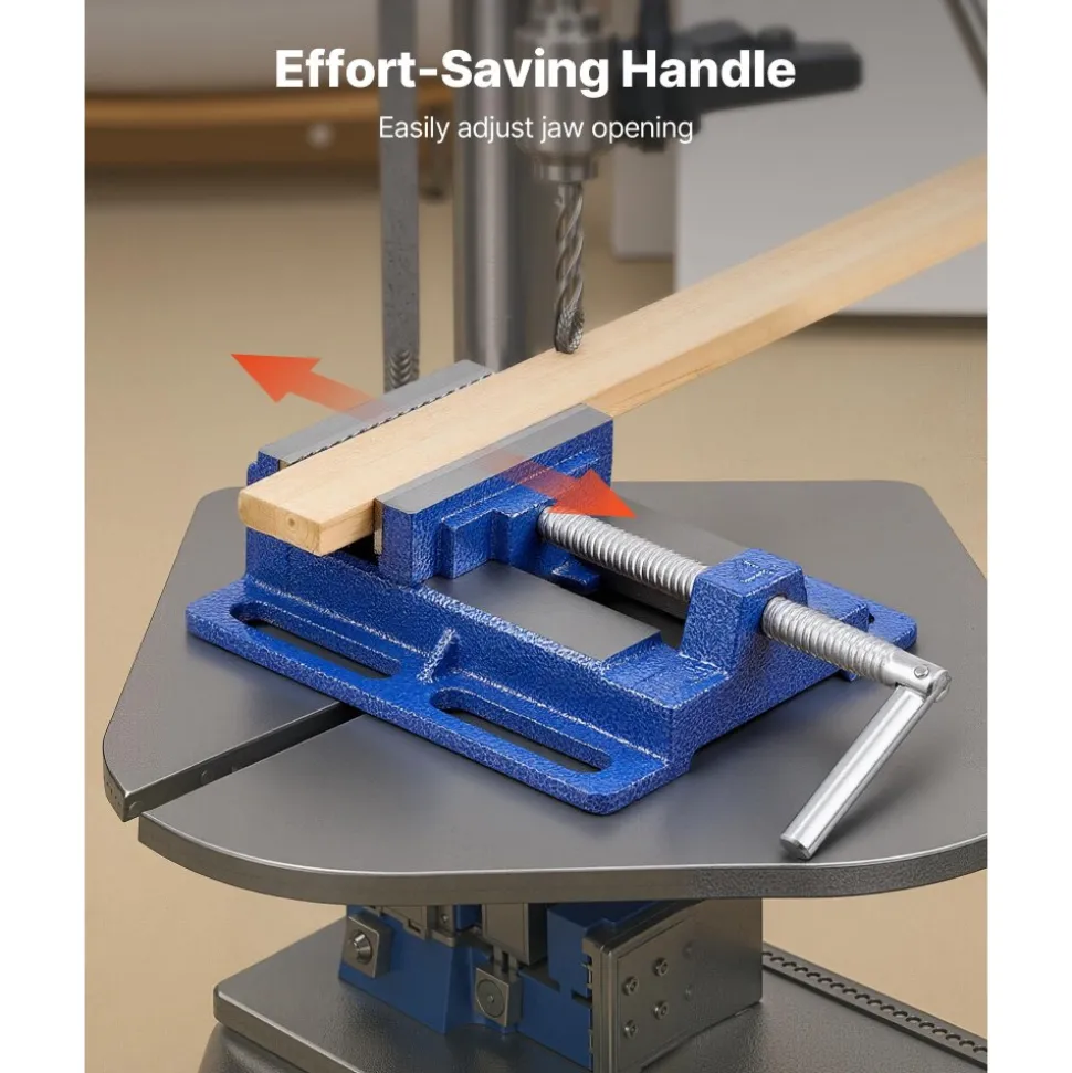 VEVOR Drill Press Vise, 6 Inch Jaw Width, Portable Bench Vise, Slotted Base for Easy Installation, Durable Cast Iron Construction, Workbench Vice, for Woodworking, Metalworking, Drilling, and Cutting