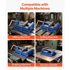 VEVOR Drill Press Vise, 6 Inch Jaw Width, Portable Bench Vise, Slotted Base for Easy Installation, Durable Cast Iron Construction, Workbench Vice, for Woodworking, Metalworking, Drilling, and Cutting