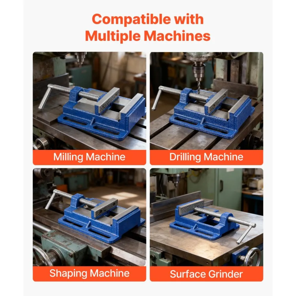 VEVOR Drill Press Vise, 6 Inch Jaw Width, Portable Bench Vise, Slotted Base for Easy Installation, Durable Cast Iron Construction, Workbench Vice, for Woodworking, Metalworking, Drilling, and Cutting