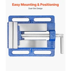 VEVOR Drill Press Vise, 6 Inch Jaw Width, Portable Bench Vise, Slotted Base for Easy Installation, Durable Cast Iron Construction, Workbench Vice, for Woodworking, Metalworking, Drilling, and Cutting